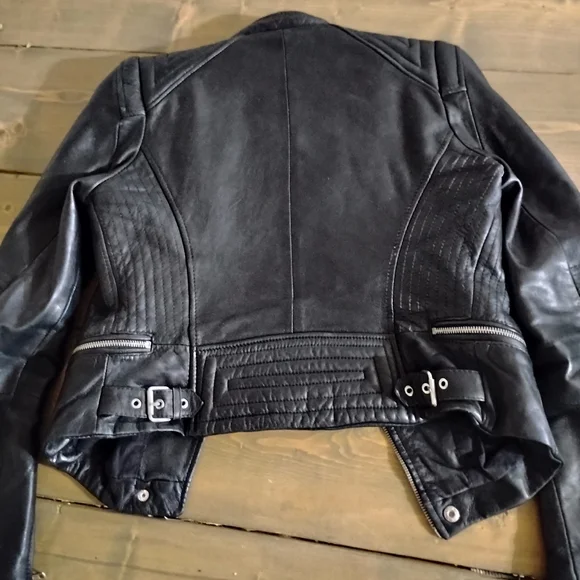 Zara Black Leather Moto Jacket - Picture 7 of 12